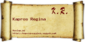 Kapros Regina névjegykártya